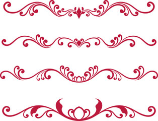 Set of decorative divider elements. Border florish collection. 