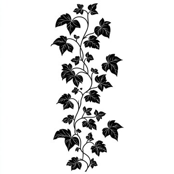 Elegant black silhouette of climbing ivy leaves, perfect for nature-themed designs and artistic projects.