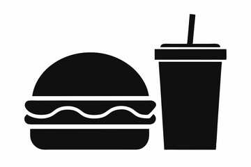 


Burger and drink icon, hamburger and soda silhouette vector
