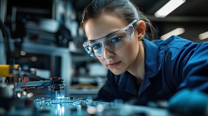 Focused technician working on electronic components in a laboratory setting, showcasing precision and expertise in technology.