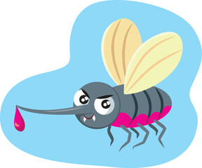 Vampire Mosquito Flying and Buzzing Vector Cartoon. Illustration of a funny bloodsucking insect character 
