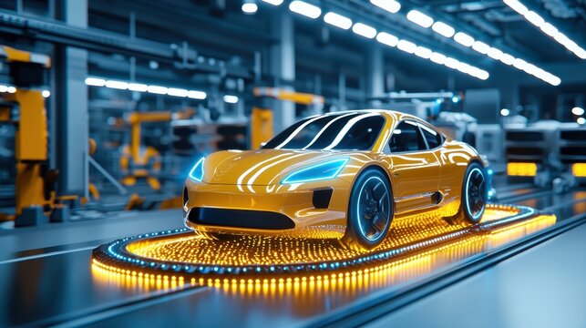 Quantum-Powered Futuristic Factory Optimizing Production in Real Time with Copy Space for Text