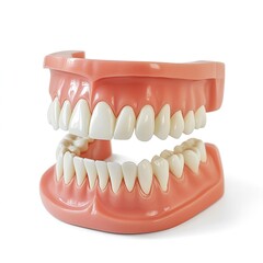 Obraz premium Dental Model Showing Upper and Lower Sets of Teeth for Educational or Prosthetic Use - Oral Health and Dental Care Concept