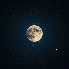 Fototapeta premium Starry Night Sky with Glowing Full Moon Center Stage