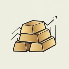Gold Bullion Investment: Precious Metal Trading Minimalist Illustration
