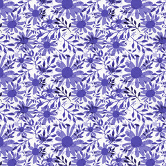 Fototapeta premium Bohemian Purple Daisies Repeat Pattern