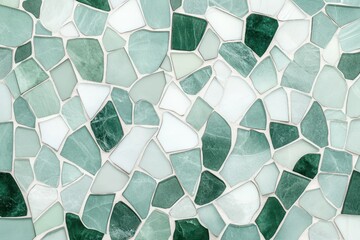 Abstract Green and White Mosaic Tile Wall