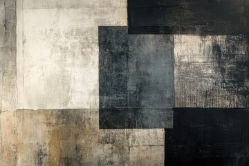 Naklejka premium Abstract Textured Painting with Grey, Black and Beige Colors