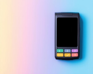 Neon phone screen showing a digital wallet with contactless payment options, promoting cashless services