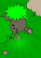 Cartoon Green and Gray background, comic book backdrop. Retro vector comics pop art design.