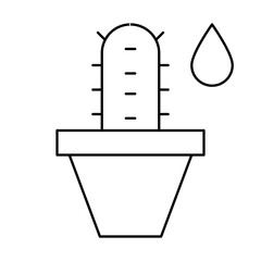 cactus of office workspace and business with outline icons