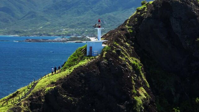 Aerial view lighthouse of the sanxiantai park in Taitung ,Taiwan.