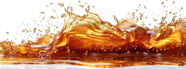 Golden honey spill spreading smoothly on a surface, showcasing rich and natural texture with a sweet, glossy drip.Texture,dessert,breakfast,food photography,the essence of sports,nature, sweetness,AI.