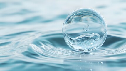 A Crystal Ball Containing a Molecular Structure Floating on Water