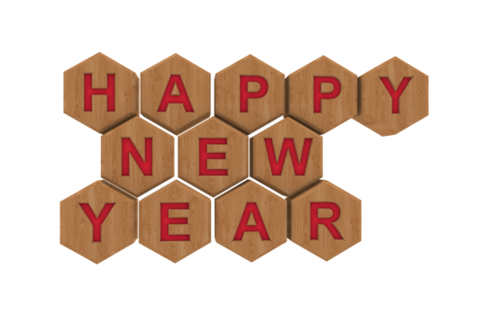 Happy New Year wooden blocks