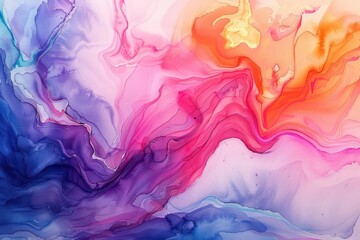 Fototapeta premium Fluid movement of neon watercolors in an abstract background