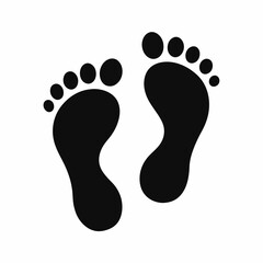 
footprint icon, classic barefoot footprints left and right