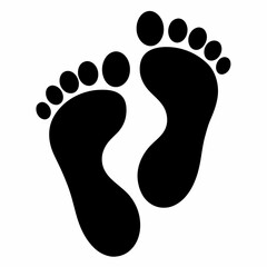 
footprint icon, classic barefoot footprints left and right