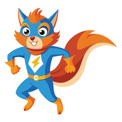 Squirrel superhero, Lightning Squirrel: The Super Jumper, isolated on dynamic and vibrant vector illustration