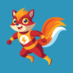 Squirrel superhero, Lightning Squirrel: The Super Jumper, isolated on dynamic and vibrant vector illustration