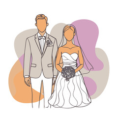 Fototapeta premium Marriage couple with man and woman bride and groom