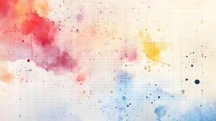 Obraz premium Abstract Watercolor Splatters on Gridded Paper