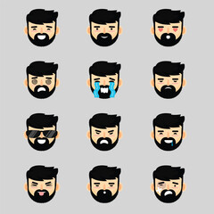 Funny male character facial expressions