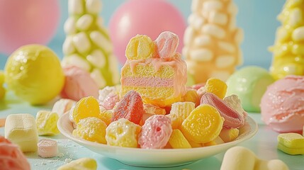 Colorful Easter candy and decorations