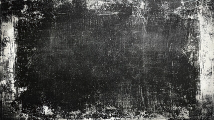 Black and white grunge texture with distressed border. Worn film frame. Dust and scratches for aged effect