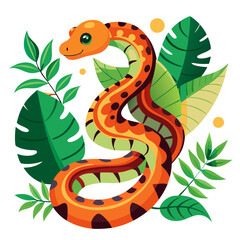 Fototapeta premium Illustration of a tropical snake in the wild, representing exotic wildlife and biodiversity.