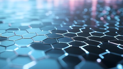 Obraz premium Abstract Hexagon Pattern with Blue and Pink Light Reflections