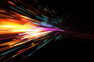 Celestial Glow: Modern Star with a Vivid Light Trail on Jet Black