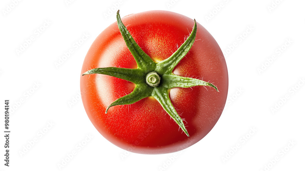 Wall mural Fresh red tomato isolated on white background highlighting vibrant color and natural texture