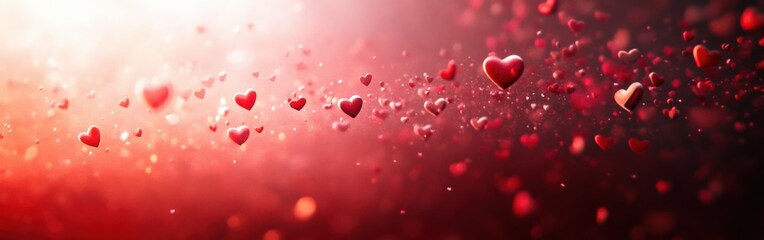 Obraz premium Romantic Red Hearts Floating on a Deep Red Valentine's Day Background