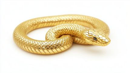 Naklejka premium Golden snake sculpture - luxurious animal figurine with shiny metallic finish for elegant decor