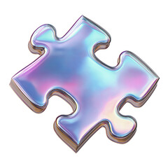 Obraz premium Holographic puzzle piece: iridescent digital art reflecting unique modern aesthetic