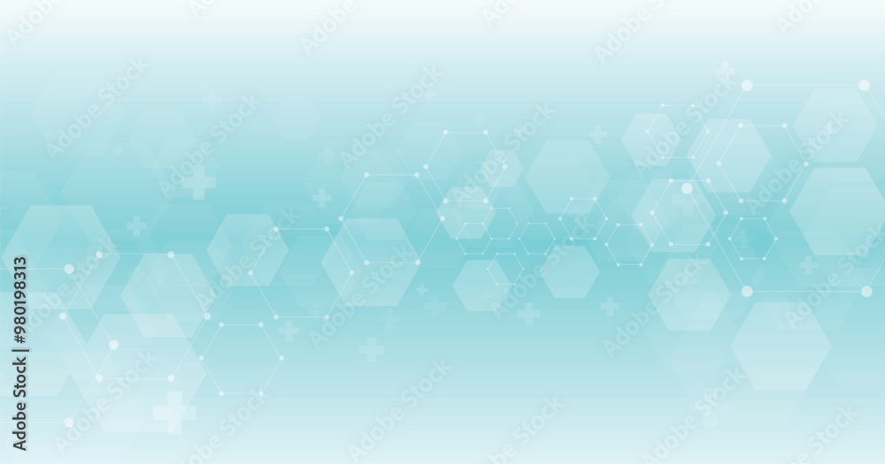 Aufkleber background of hexagon geometric blue pattern. healthcare medical and technology background.graphic d