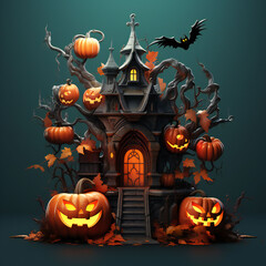 Halloween 3d Elements Isolated for social media post