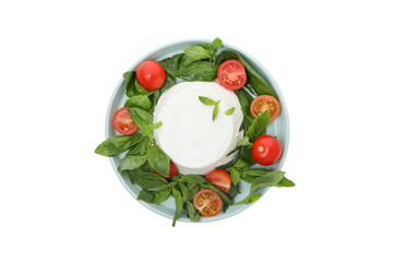 PNG,Ricotta with fresh tomatoes, isolated on white background