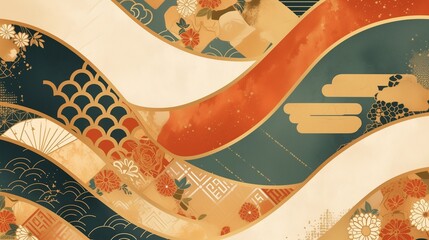 和柄のカラフルなコラージュ