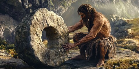 Neanderthal inventing stone wheel