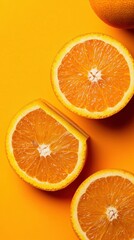 Fototapeta premium Vibrant Orange Slices on Sunny Yellow Background