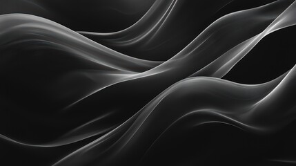 Obraz premium Beautiful Abstract Dark Waves Wallpaper. Abstract waves in shades of black and charcoal gray.