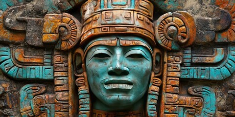 mayan god statue, 