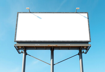 Obraz premium advertising Blank billboard copy space mockup against a blue sky
