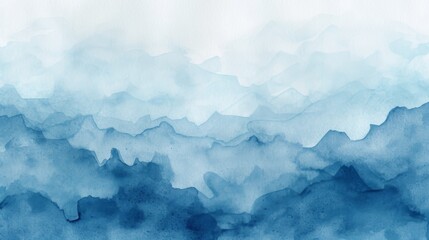 Abstract Watercolor Landscape: Blue Mountains and Sky