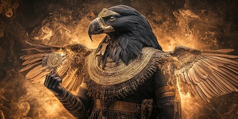 horus egyptian falcon god of kingship, healing, protection, and the sky