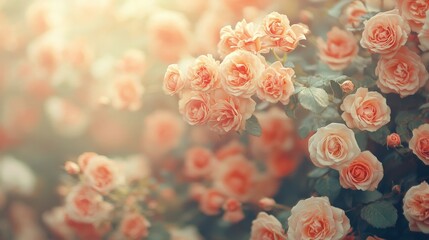 Fototapeta premium Vintage Floral Wall with Vibrant Roses Hydrangeas and Orchids