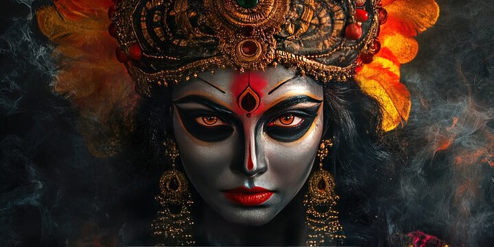 kali goddess- hindu goddess of time, death, violence, and motherly love