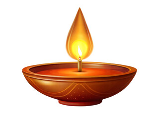 Diya lamp isolated on white. Diwali celebration
